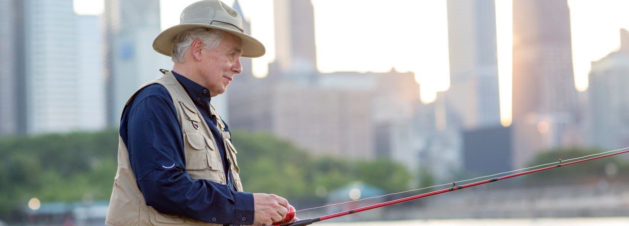 Man Fishing at Navy Pier Wide